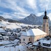 The village of Castelrotto seen from the Kofel hill in winter. Foto: AT, &copy; Peer