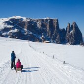 seiser alm person rodel schlern winter