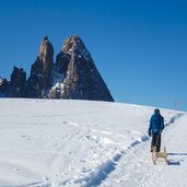 seiser alm person rodel schlern winter