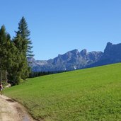 RS weg bei obereggen richtung karersee blick auf rosengarten